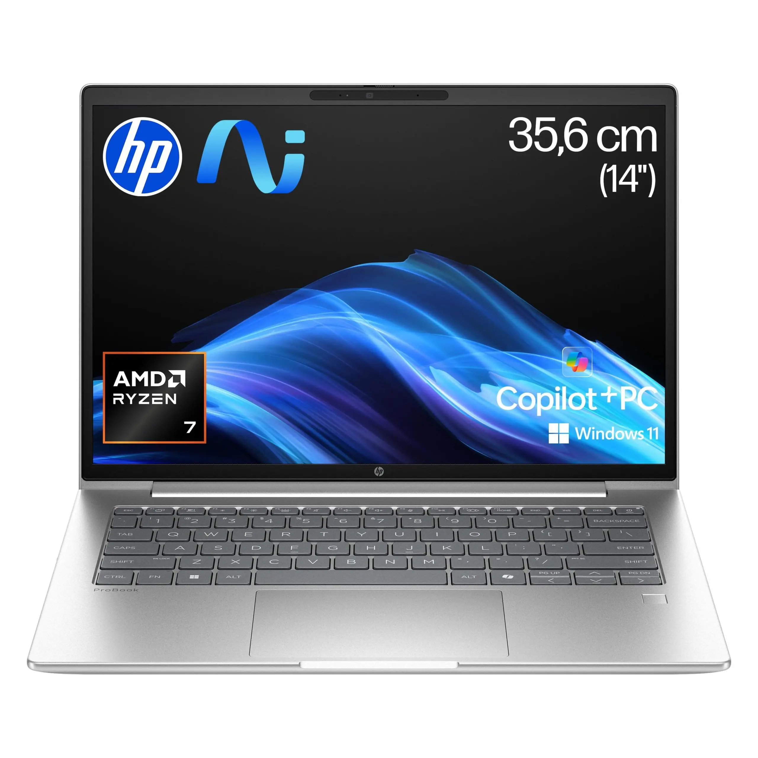 HP ProBook 4 G1a 14 Zoll, Frontansicht, Pike Silver