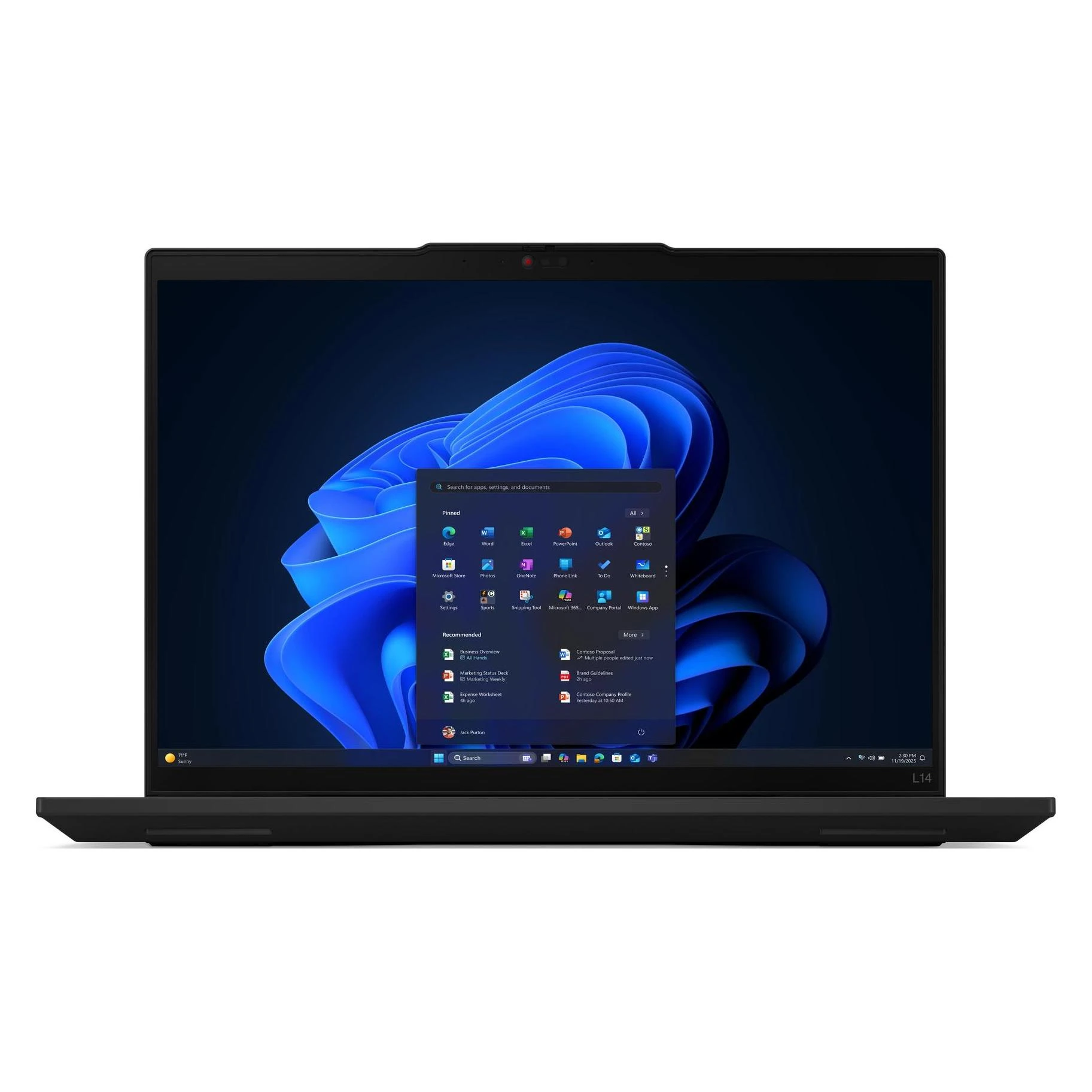 Lenovo ThinkPad L14 Gen 6 14 Zoll, Ansicht von oben